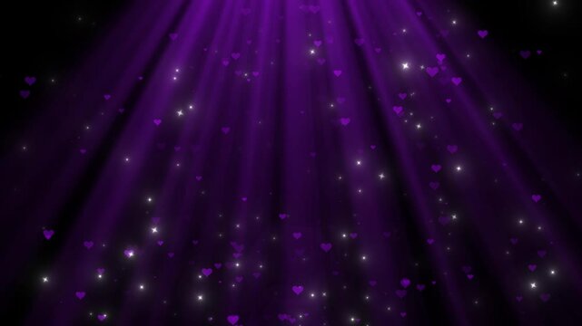 Heart and Starry Night Sky with Shiny Glow and Bright Colors Video Animated Background