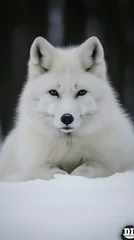 Poster Majestic arctic fox in snowy landscape.
