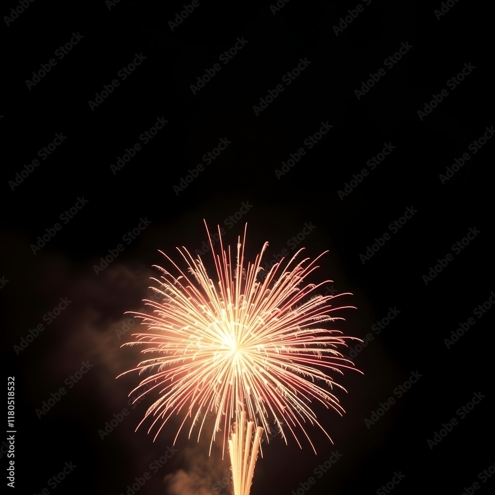 Wall mural image of fireworks exploding on black background generative ai