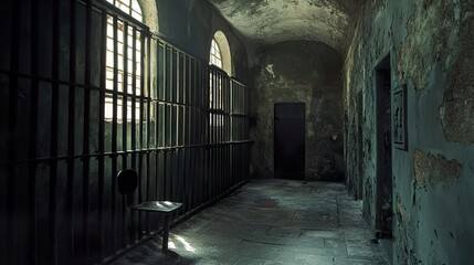 Obraz premium Dark Prison Cell: A Gloomy Look into Confinement