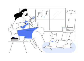 Playing ukulele isolated cartoon vector illustrations.