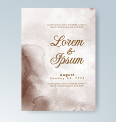 Wedding card invitation template with hand painted watercolor splash