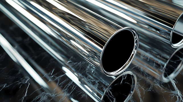 Reflective, metallic pipe, ideal for creating a clean and contemporary look in your projects. the chrome finish adds a touch of luxury and sophistication. Ironshade. Illustration