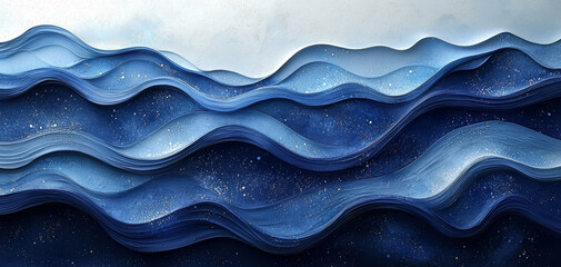 Obraz premium Layered Blue Waves Abstract Art Design