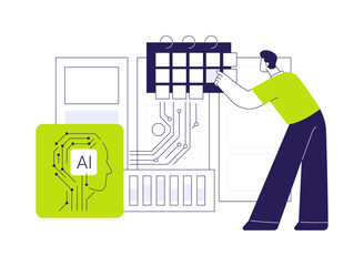 AI-Driven Employee Scheduling abstract concept vector illustration.