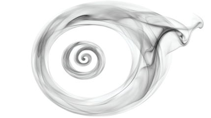 Smooth spiral smoke creating a mysterious visual effect isolated on white background