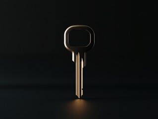 Golden Key on Black Background, Symbol of Access and Opportunity