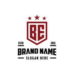 Obraz premium letter BE monogram shield star logo design vector template