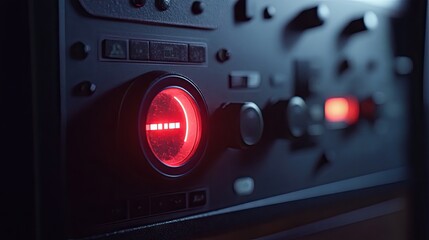 Fototapeta premium A close-up of a control panel on a high-tech home backup power system.