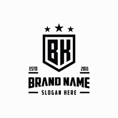 letter BK monogram shield star logo design vector template