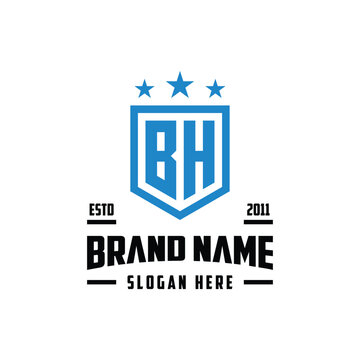 letter BH monogram shield star logo design vector template