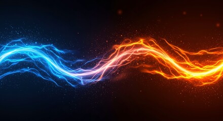 Abstract Fire and Ice: A mesmerizing abstract illustration of blue and orange flames intertwine, creating a dynamic and contrasting display of fire and ice. The image evokes a sense of conflict.