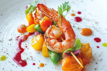 Grilled Shrimp Skewer with Colorful Vegetables