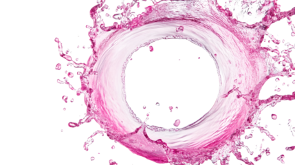 Pink abstract watercolor background with splashes  isolated on white background