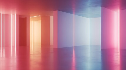 Abstract Neon Lit Modern Architectural Interior Space