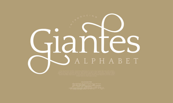 Giantes typography beauty fashion elegant minimalist serif italic fonts decorative wedding vintage retro logos. Minimal luxury font alphabet logo. Vector illustration