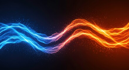 Abstract Fire and Ice: A mesmerizing digital art piece showcasing a clash of opposites.  Vibrant blue and red hues converge in a dynamic dance of light and energy.