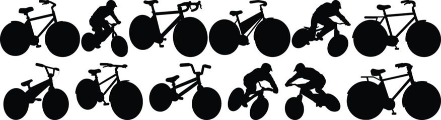 Bicycle silhouette set vector design big pack of bike illustration and icon