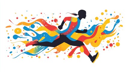 Fototapeta premium Abstract colorful runner silhouette.