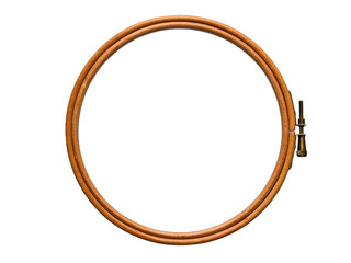 Old wooden vintage embroidery hoop isolated cutout on transparent