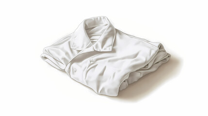 A crisp white background features a neatly folded nurse uniform, perfectly ironed and pressed, evoking a sense of cleanliness. Ironshade. Illustration