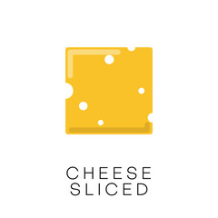 Cheese slice icon. Yellow ingredient with holes. Roquefort dairy products. Vector illustration.