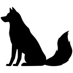 wolf silhouette sitting illustration