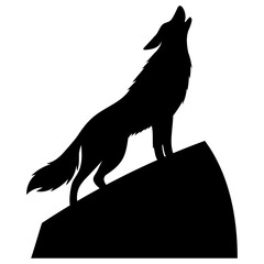 wolf silhouette howling on the hills illustration