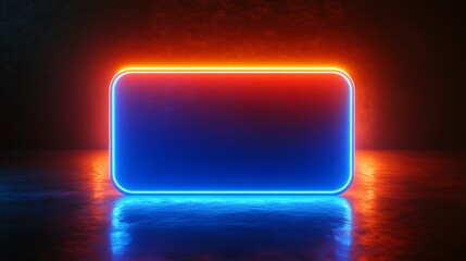 Neon Sign Rectangular Frame Glowing Brightly