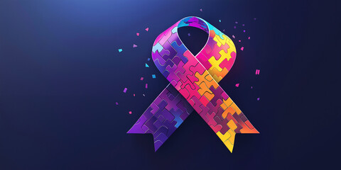 2 April world. Autism Awareness Day. Colorful Puzzle icon with puzzle. Banner background design template