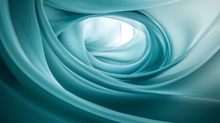 Obraz premium Teal Swirling Abstract Tunnel, Light at End
