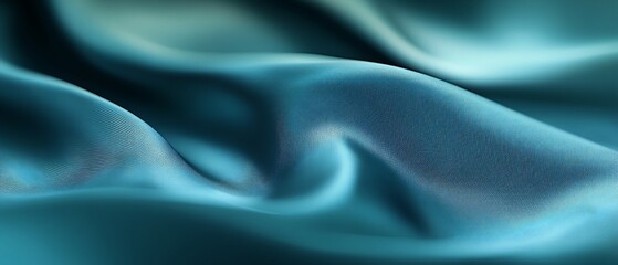 Obraz premium Teal silk fabric texture, draped waves, soft background, design