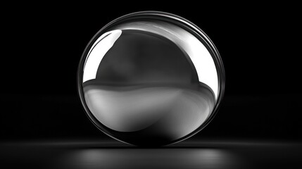 Polished chrome sphere on black background. (1)