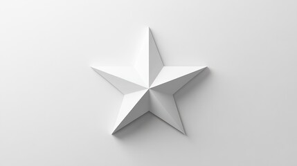 Obraz premium White five-pointed star, minimalist design, 3D render.