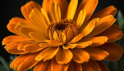 Radiant Marigold Flower with Orange and Yellow Layered Petals