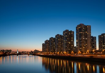 Fototapeta premium タワーマンションの夜景・不動産イメージ