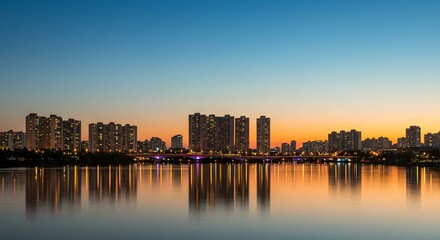 Fototapeta premium タワーマンション・夕暮れの景色・不動産イメージ