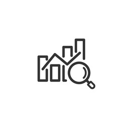 データ分析のグラフベクターアイコン(線画・白黒)