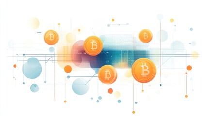 Bitcoin cryptocurrency network digital technology concept.
