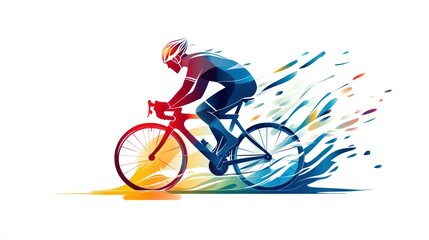 Fototapeta premium Colorful cyclist in motion, abstract speed.