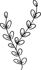 Set of hand drawn sketches of flowers and branches in elegant style.