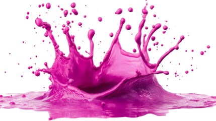 Vibrant splash of magenta watercolor creating a dramatic visual effect isolated on white background
