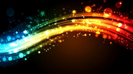 Obraz premium Abstract Rainbow Wave with Sparkling Lights Background