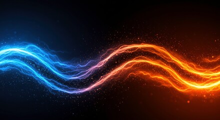 Abstract Energy Flow: Vibrant streaks of blue and orange energy intertwine, creating a mesmerizing, abstract visual representation of contrasting forces in perfect harmony.  