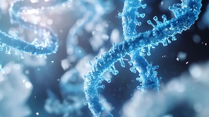 Abstract 3d rendering of a spiral staircase with a DNA strand on it