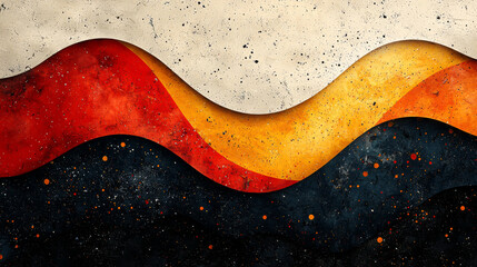 Obraz premium Abstract Wavy Design With Red Orange And Yellow Hues