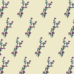 Hand Drawn Purple Floral Pattern Background