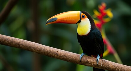 Obraz premium Colorful Toucan Bird on Branch Tropical Wildlife Exotic Bird