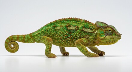 Obraz premium Green Chameleon Reptile Wildlife Animal Exotic Nature Closeup Studio Shot