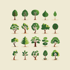 set of tree modern design vector template